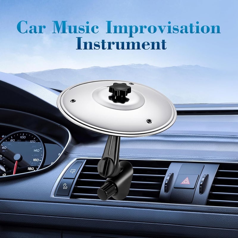 Qihangfu Car Cymbal Air Vent - Car Cymbals Air Vent Clip for Dashboard, Metal Car Drum Cymbals Accessory, Car Symbol Drum Air Vent Mini Cymbal Gift (Silver) - Image 3
